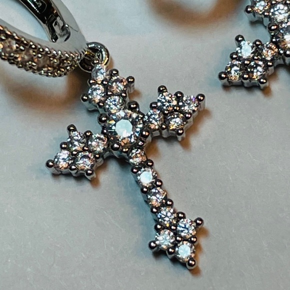 Sterling Cross Earrings - Picture 6 of 6